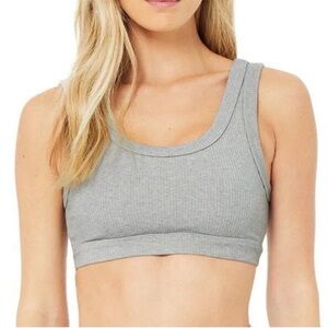 Alo Yoga Wellness Ribbed Sports Bra in Dove Grey